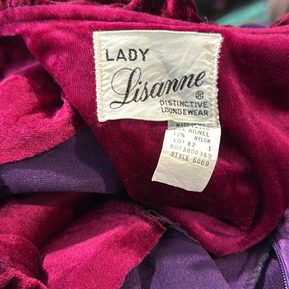 LADY LISANNE Vintage Velour Nightgown Purple/Magenta- - Picture 4 of 5